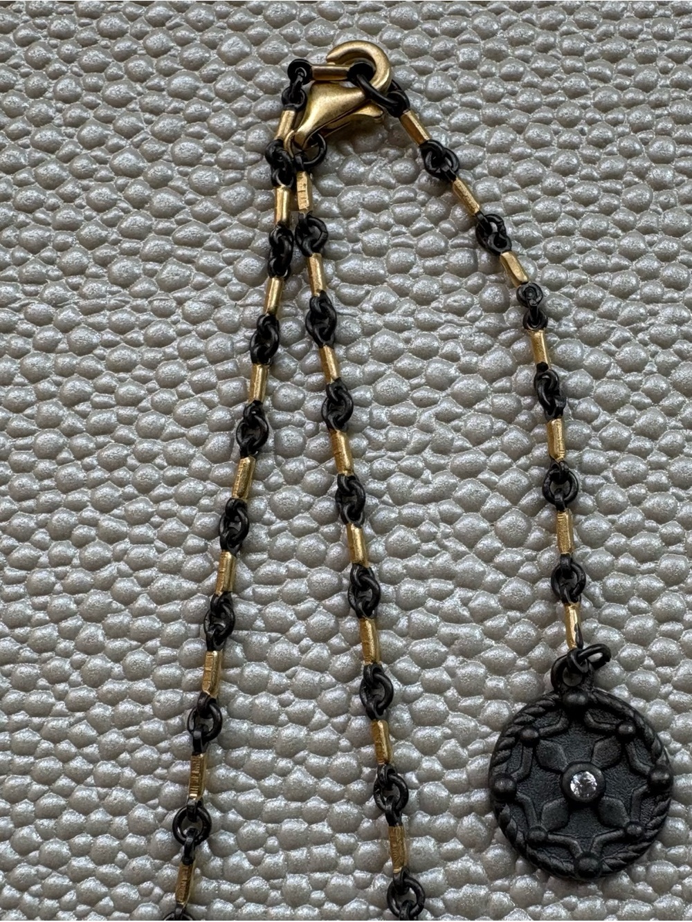 Freida Rothman Two-Tone Signature Bar Link Chain Necklace in Gold & Black - Picture 5 of 6